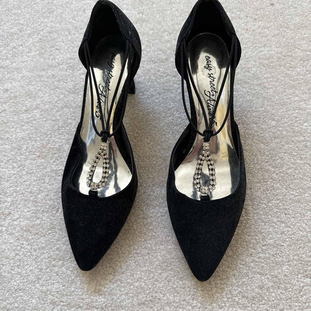 Easy Street Black Heels with Silver Details